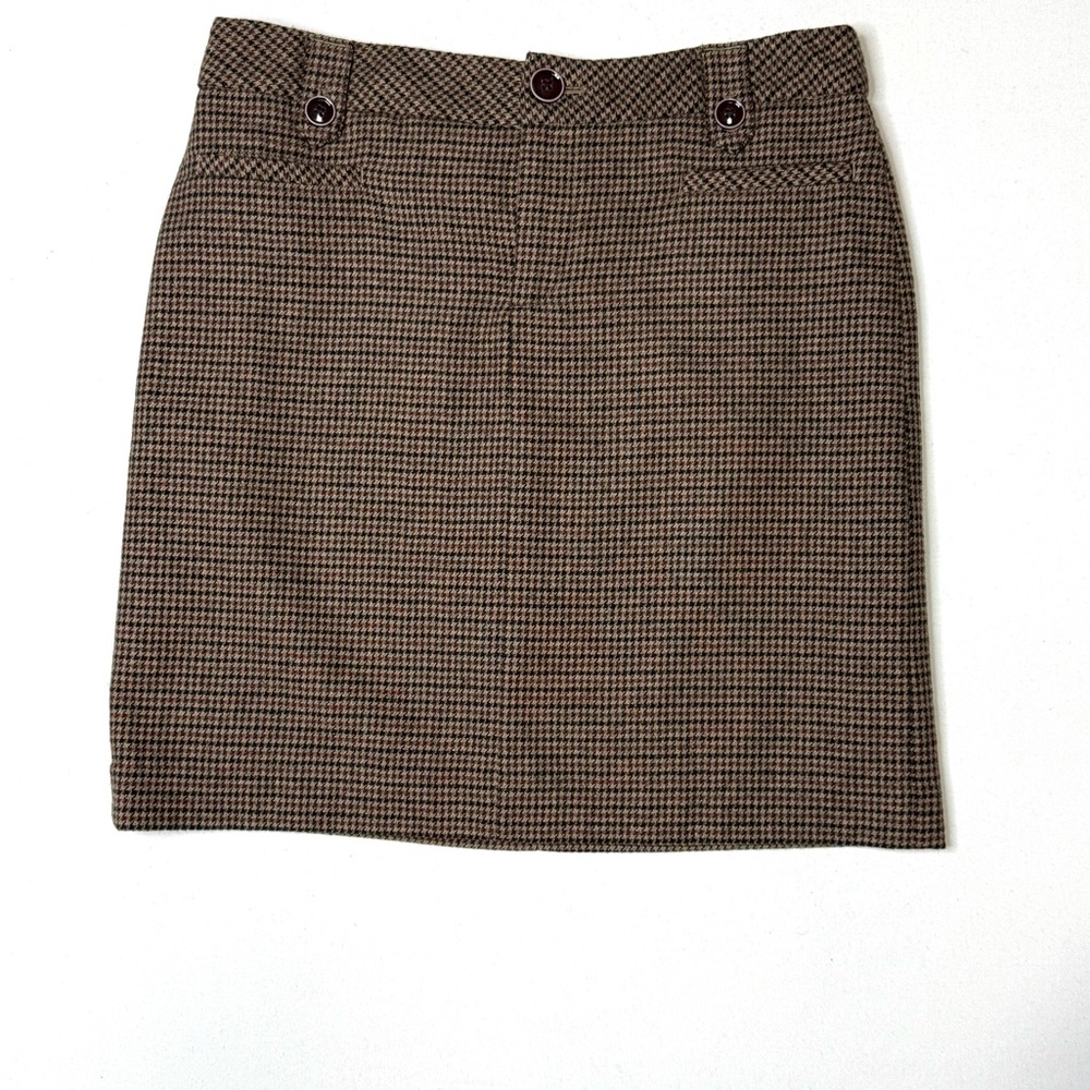 Vintage Eddie Bauer Brown Plaid Houndstooth Mini Skirt Size 4